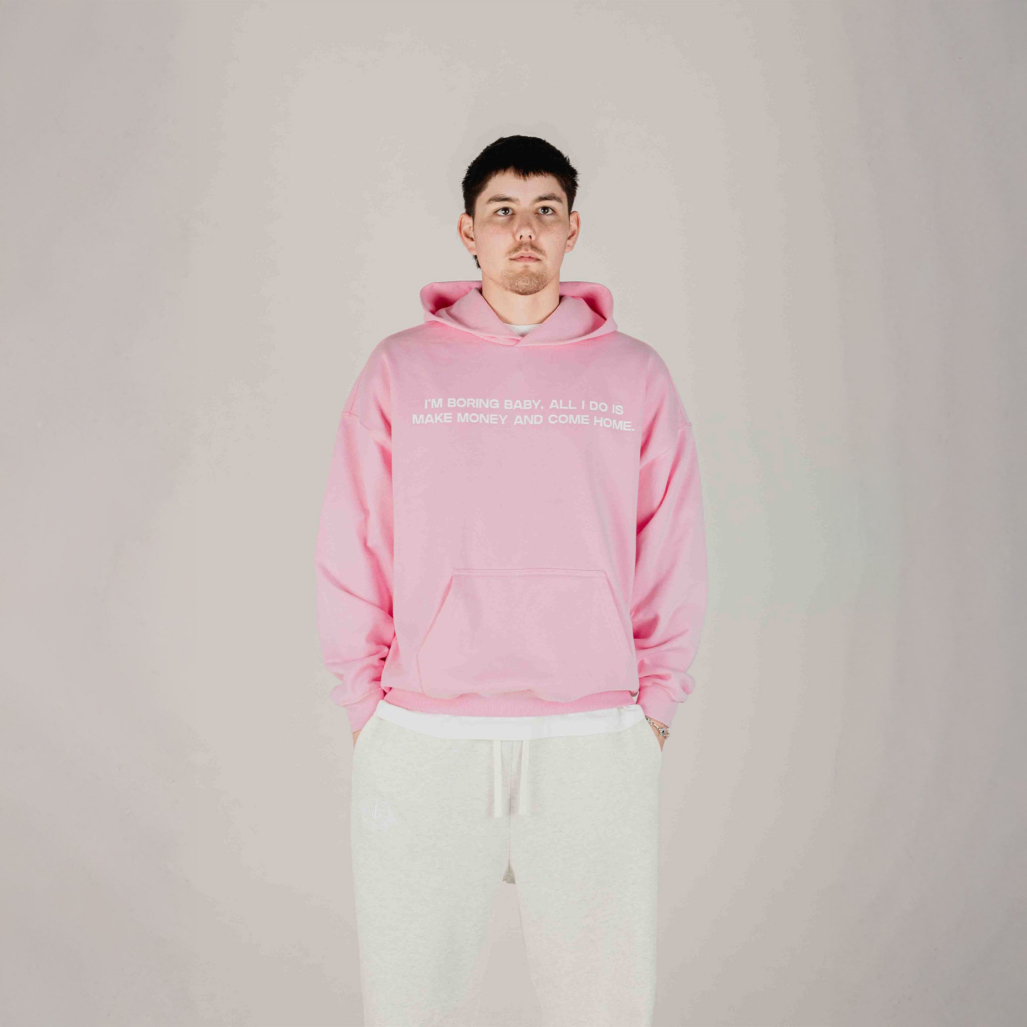 Compliments I'm Boring Baby Pink Hoodie - Common Hype