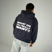 Compliments What Do You Want Navy Blue Wash Zip-Up Hoodie
