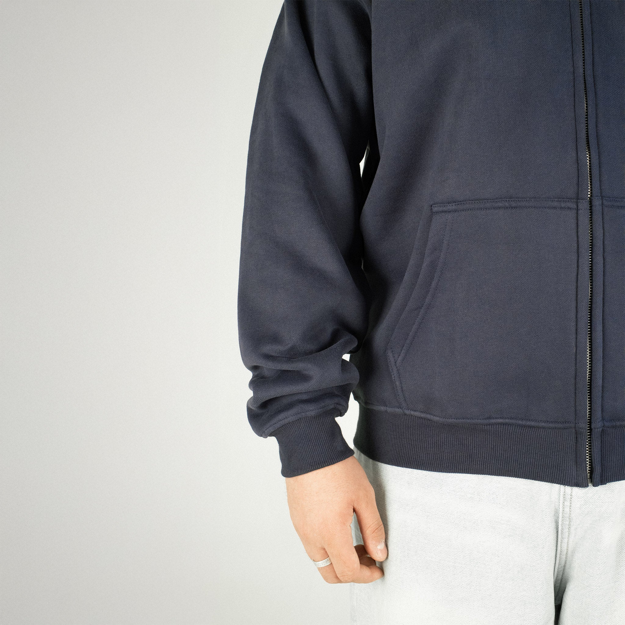 Compliments What Do You Want Navy Blue Wash Zip-Up Hoodie
