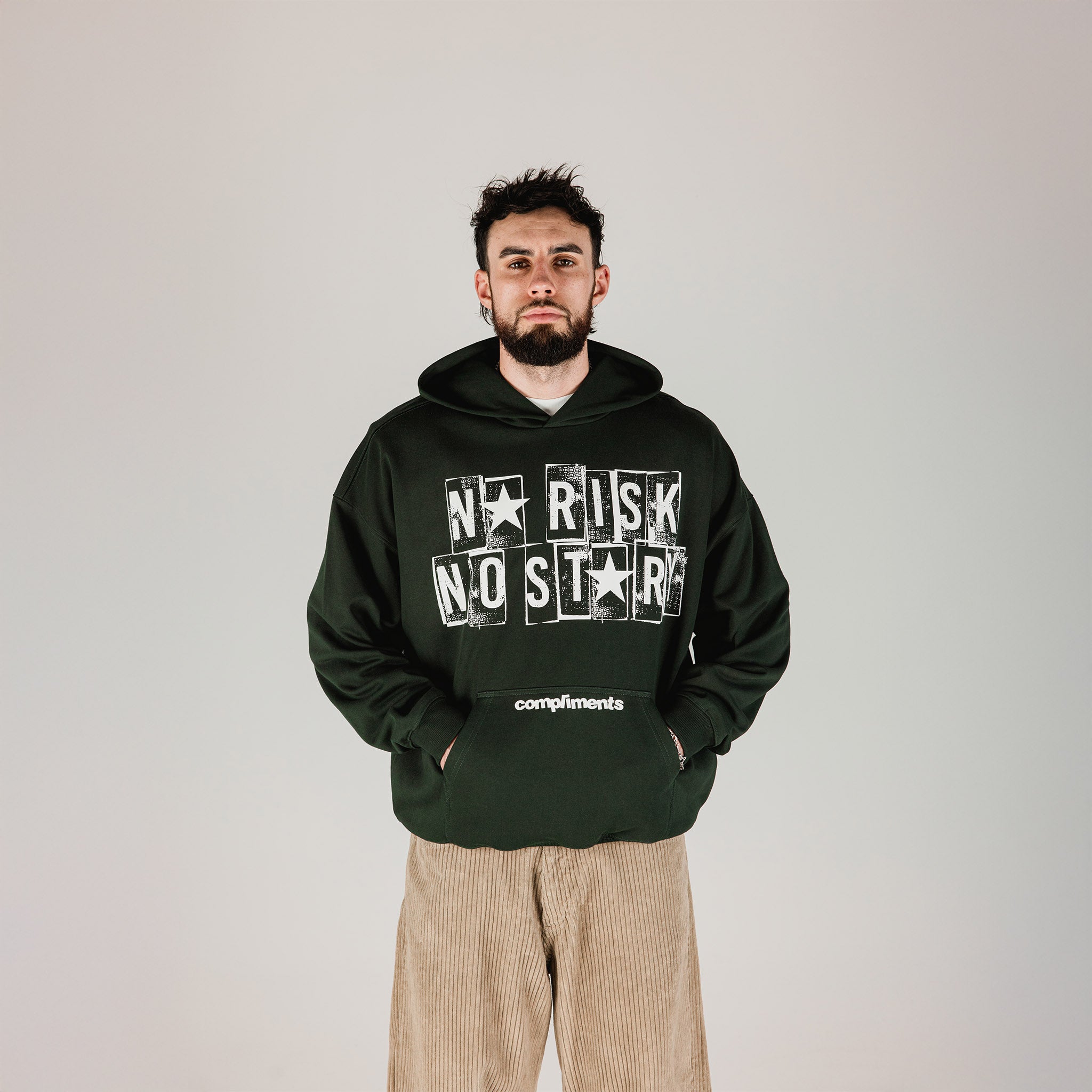 Compliments No Risk, No Story Dark Green Hoodie