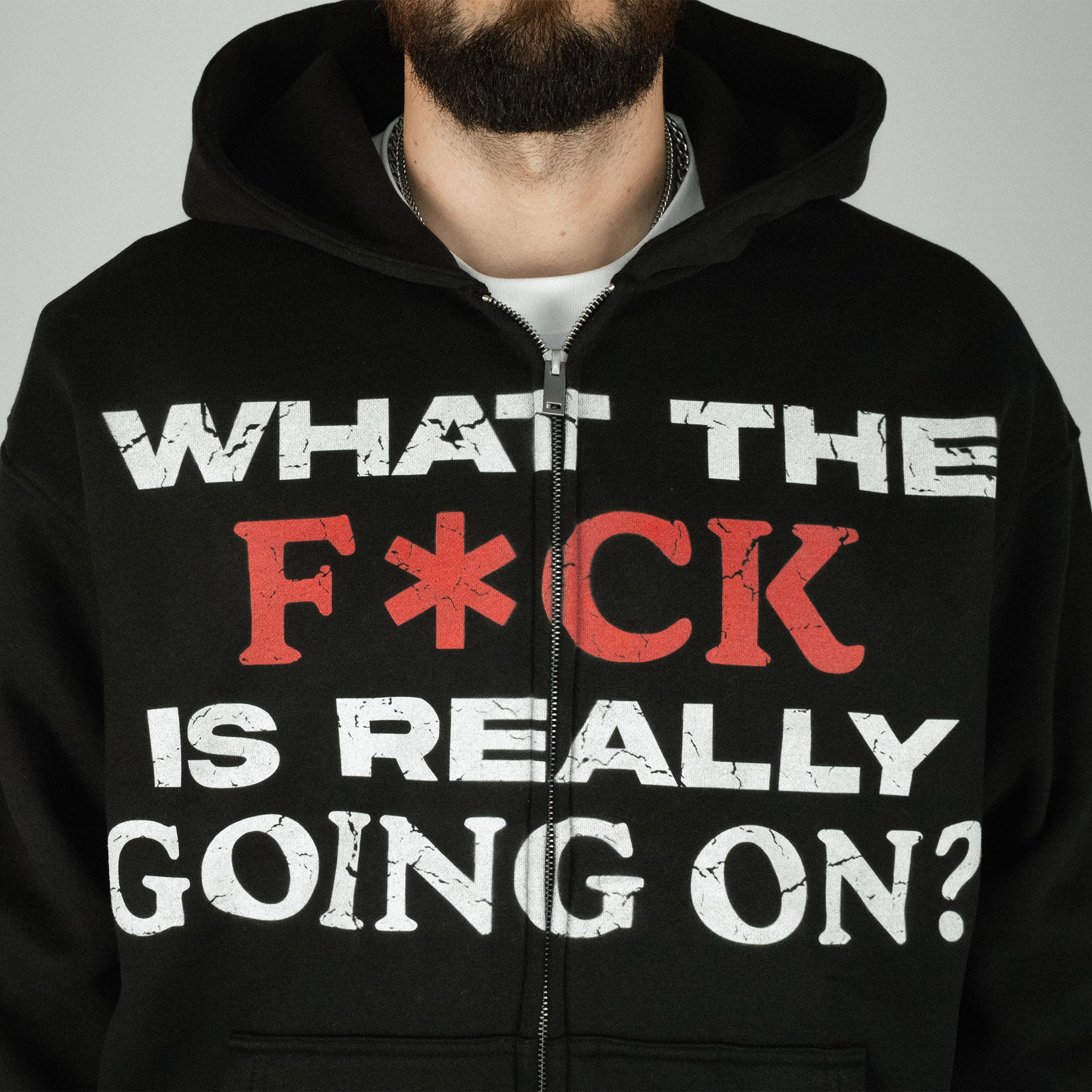 Compliments What The F*** Black Wash Zip-Up Hoodie - Common Hype