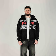 Compliments What The F*** Black Wash Zip-Up Hoodie