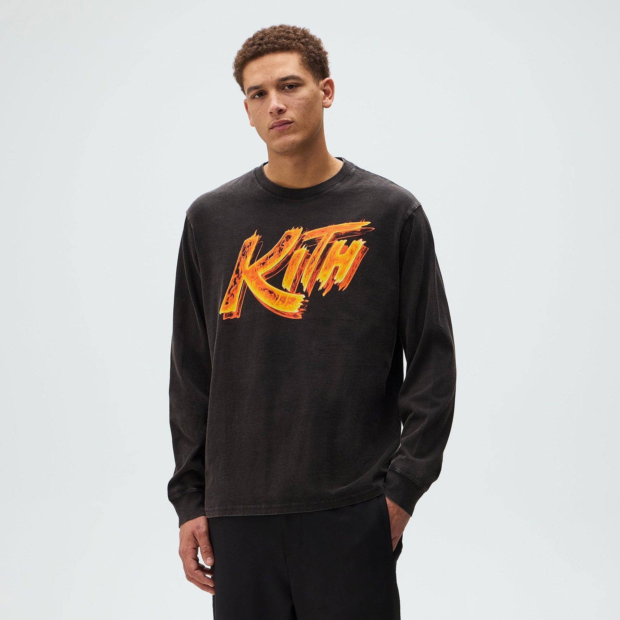 Kith x Capcom Street Fighter Flame Vintage Long Sleeve Tee Black