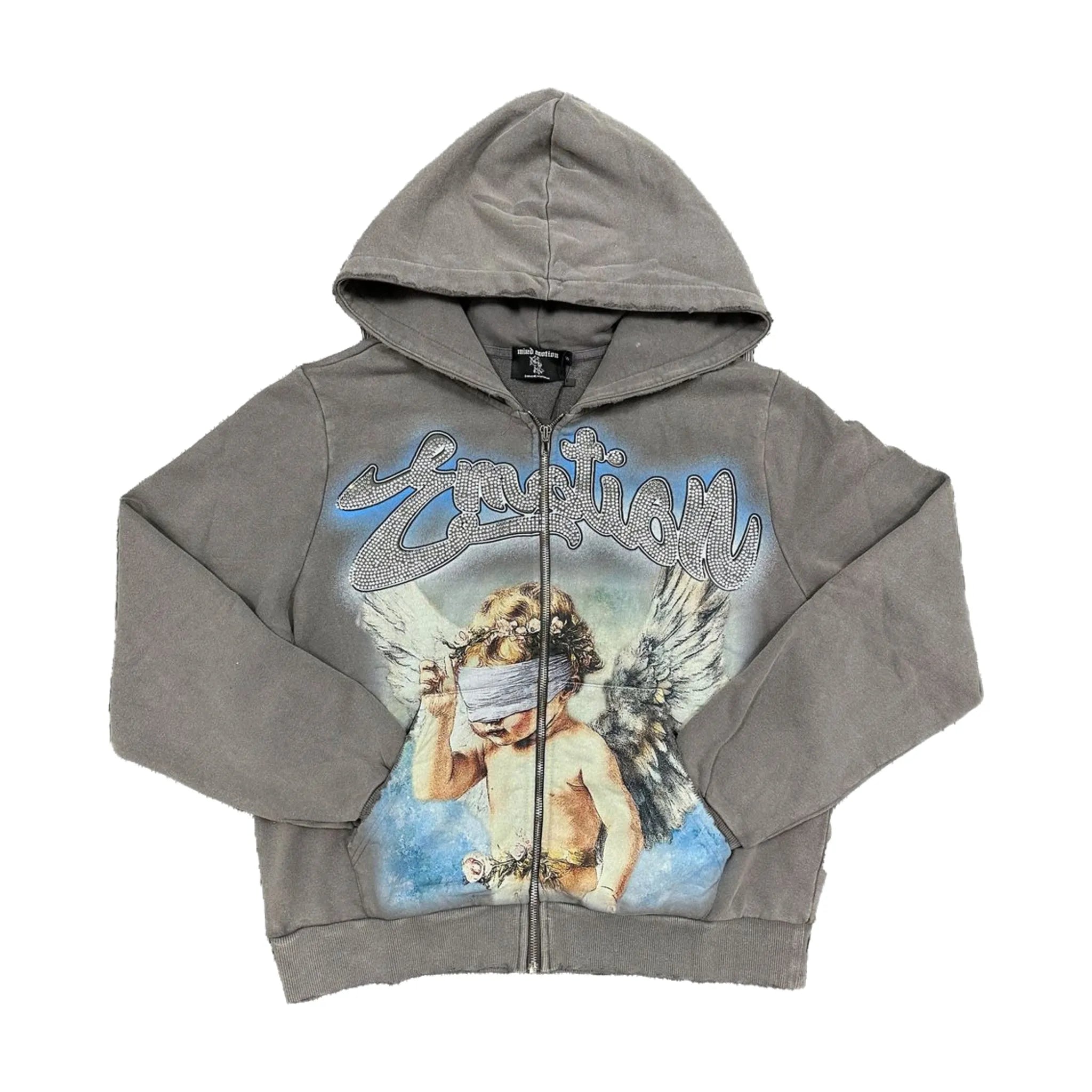 Mixed Emotions Grey Rhinestone Hoodie