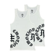 Mixed Emotions 2 Pack White “Script” Tank Tops
