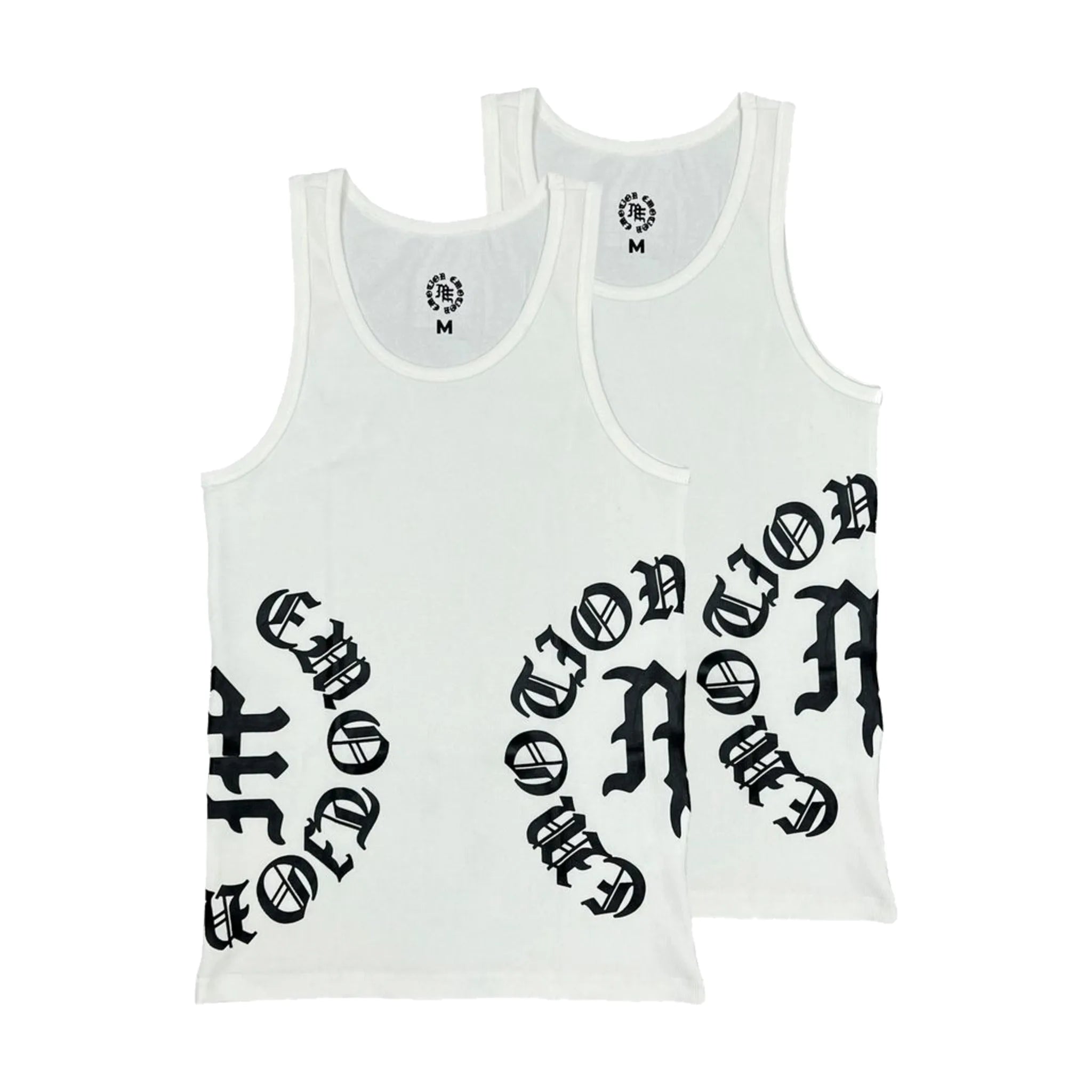 Mixed Emotions 2 Pack White “Script” Tank Tops