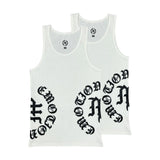 Mixed Emotions 2 Pack White “Script” Tank Tops