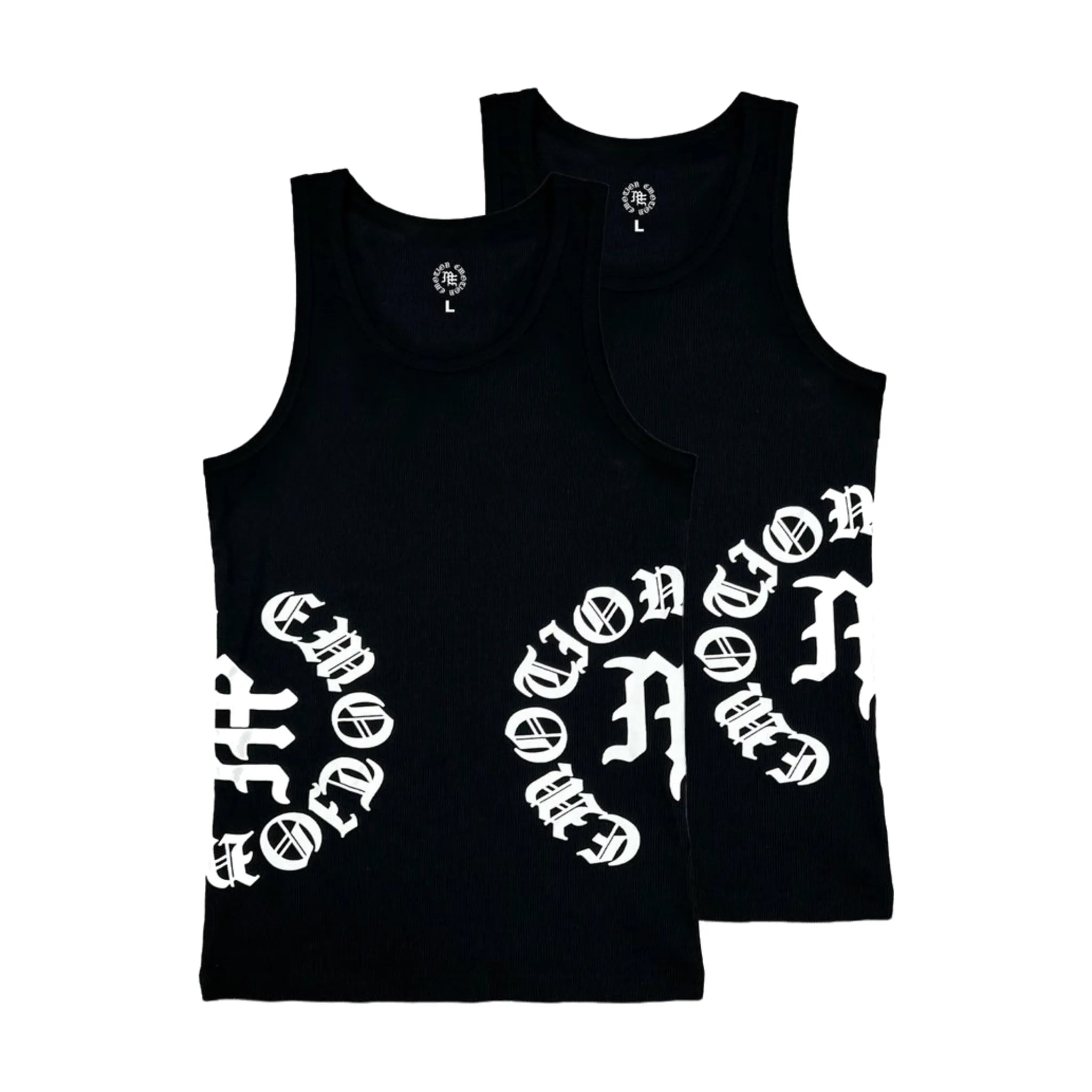 Mixed Emotions 2 Pack Black “Script” Tank Tops