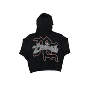 Mixed Emotions Acid Wash Rhinestone Hoodie Black