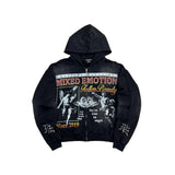 Mixed Emotions Broken Wings Zip Up Hoodie Black