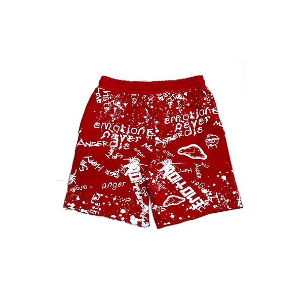 Mixed Emotions Graffiti Shorts Red – Common Hype