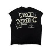 Mixed Emotions Newspaper Sleeveless Tee Black