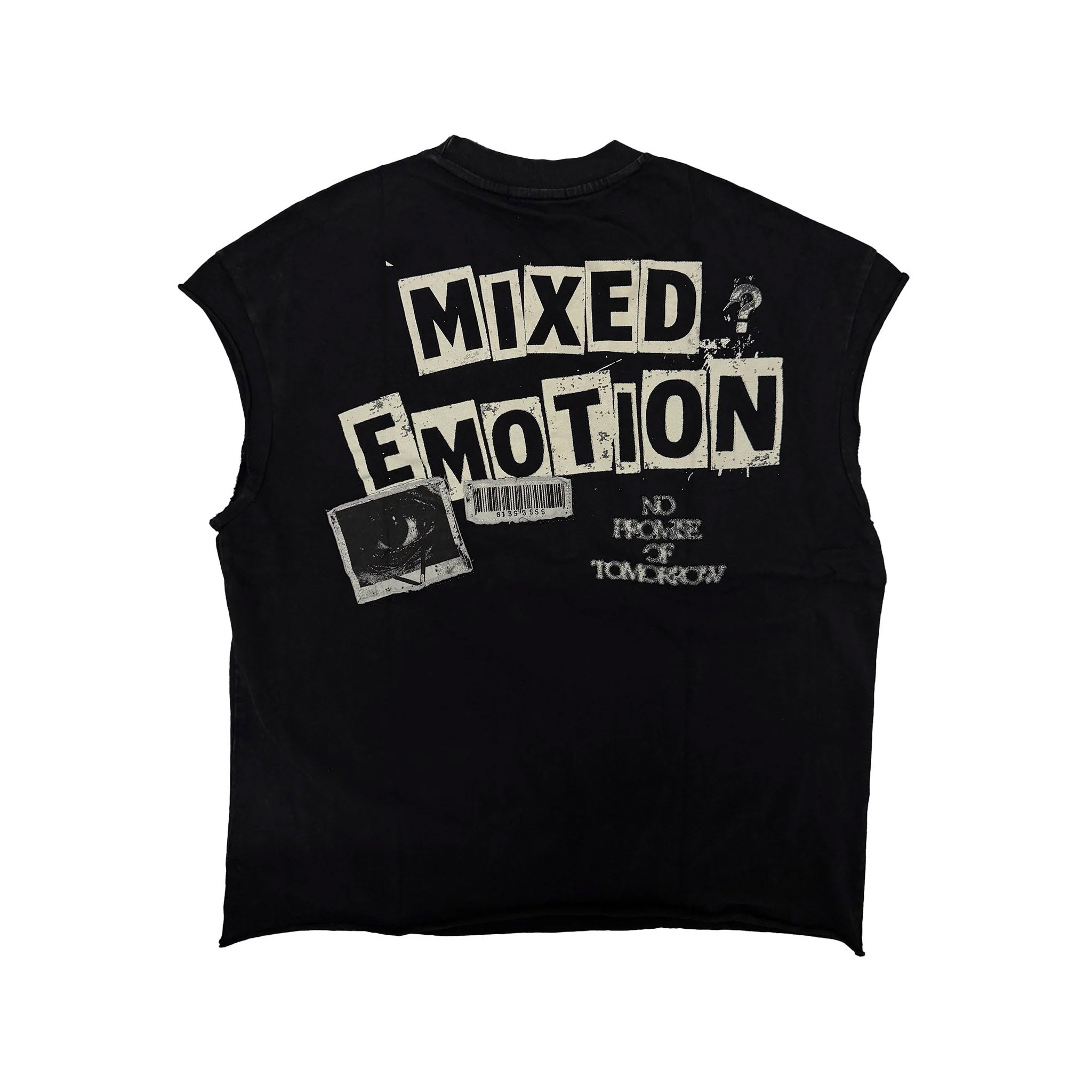 Mixed Emotions Newspaper Sleeveless Tee Black
