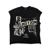 Mixed Emotions Newspaper Sleeveless Tee Black