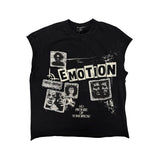 Mixed Emotions Newspaper Sleeveless Tee Black