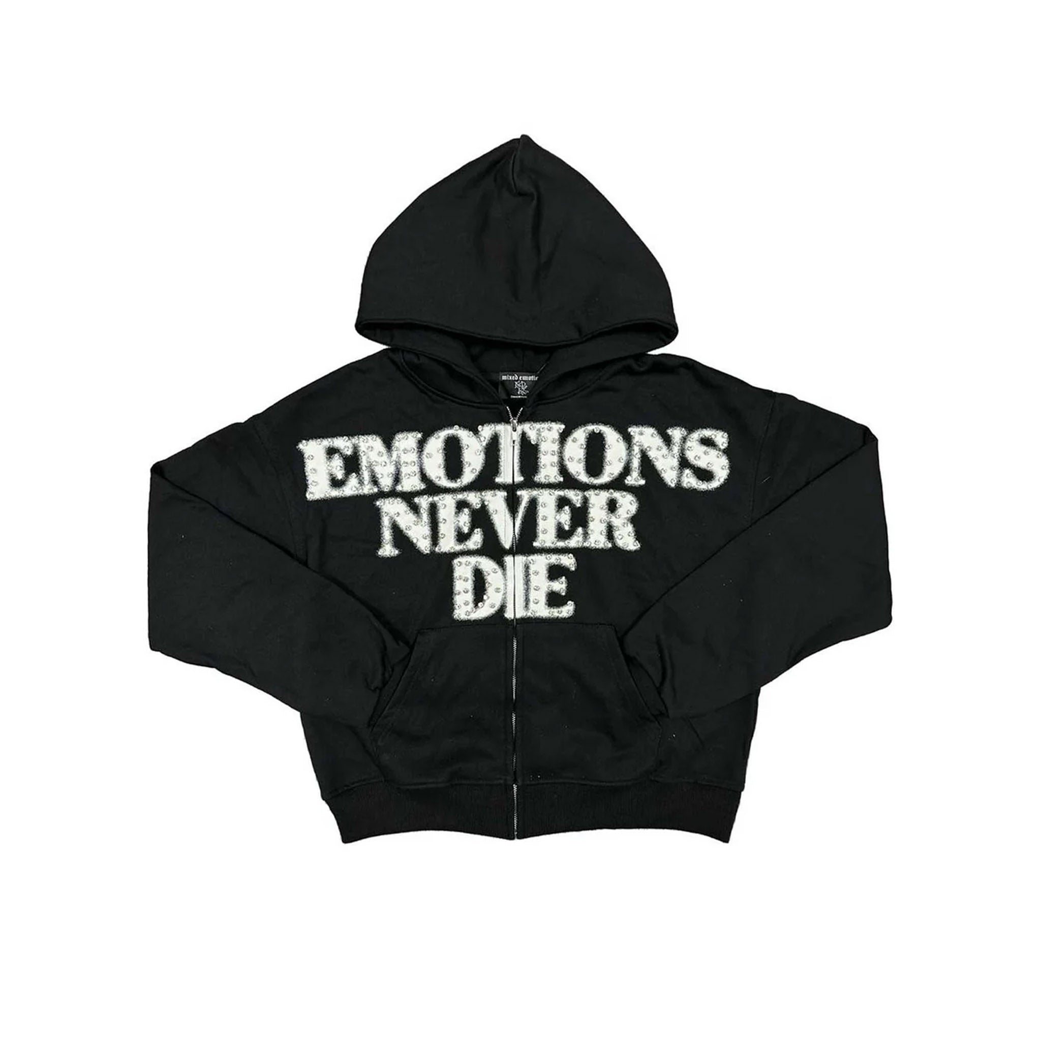 Mixed Emotions End Rhinestone Hoodie Black