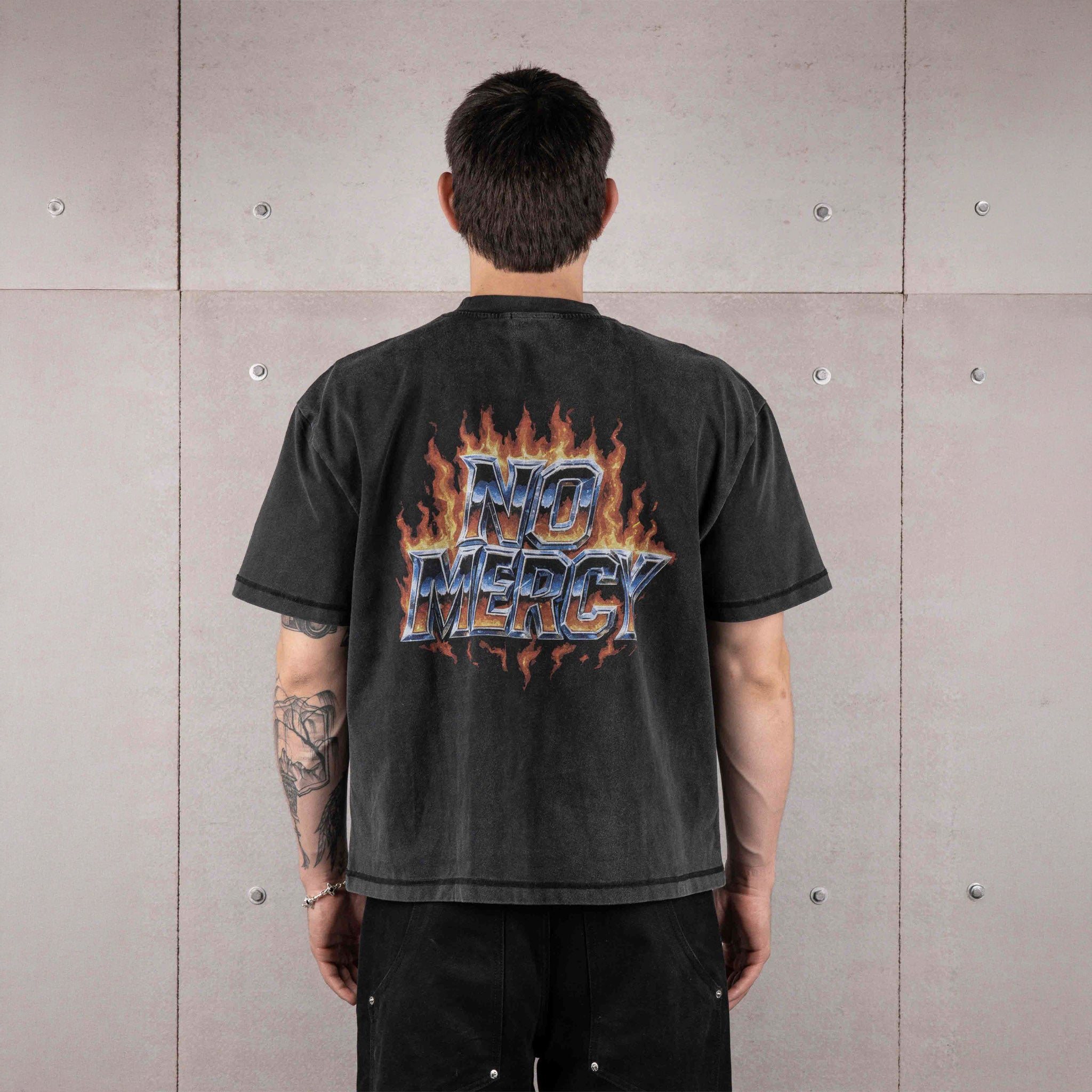 Commons No Mercy Fire and Ice Tee Vintage Black - Common Hype
