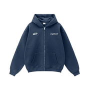 Compliments What Do You Want Navy Blue Wash Zip-Up Hoodie