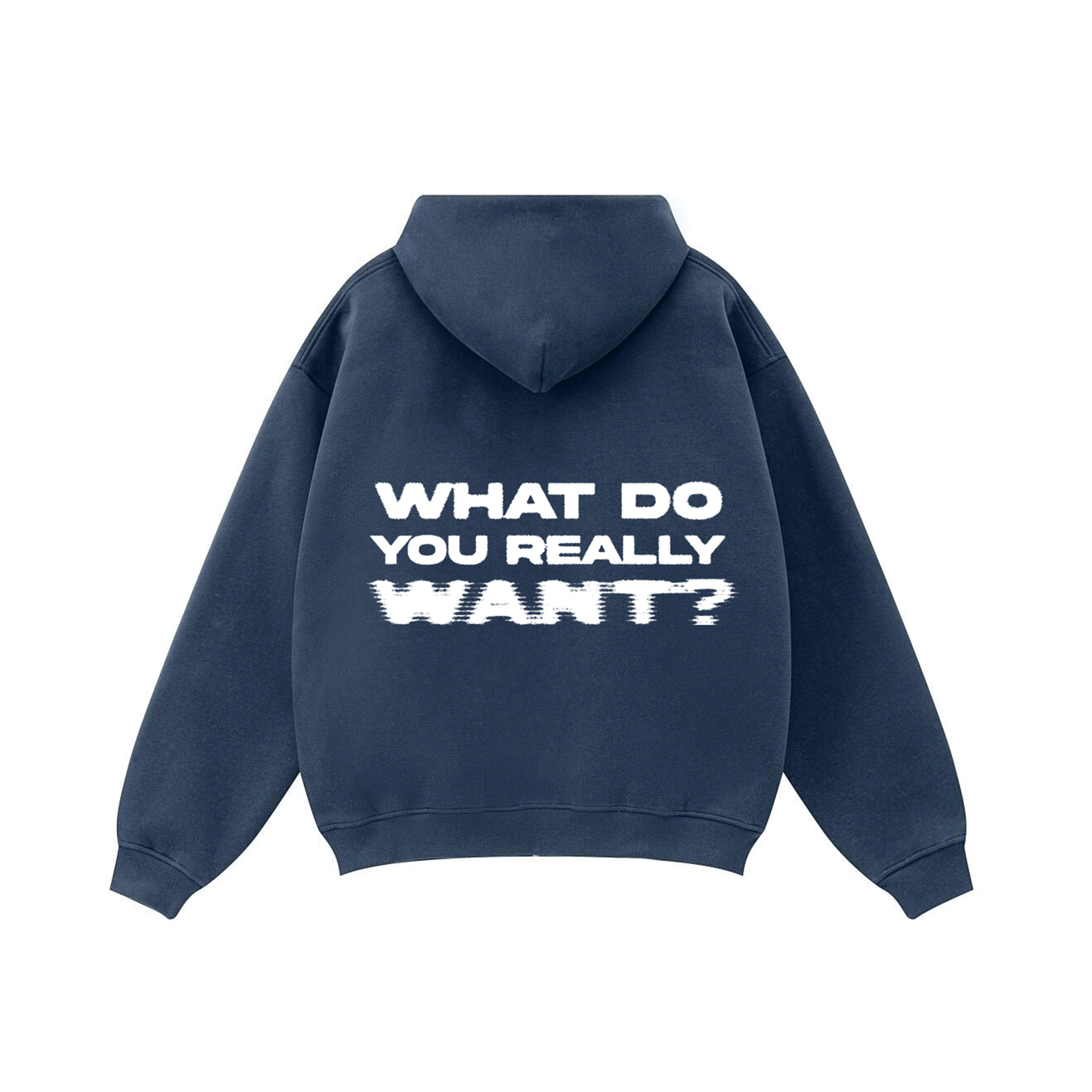 Compliments What Do You Want Navy Blue Wash Zip-Up Hoodie