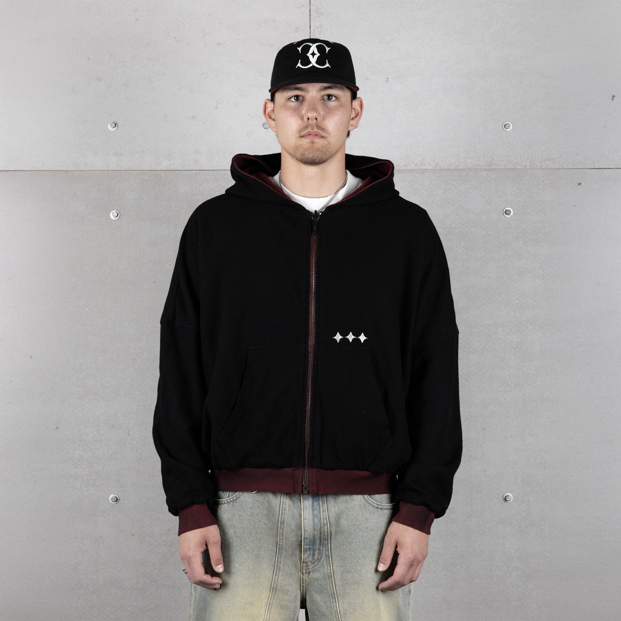 Commons Reversible Thermal Zip Up Hoodie Faded Plum/Black - Common Hype