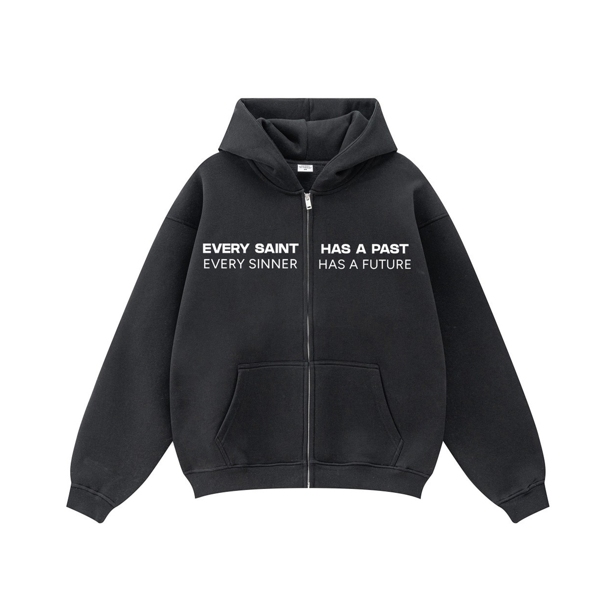 Compliments Sinner & Saint Black Wash Zip-Up Hoodie
