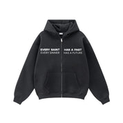 Compliments Sinner & Saint Black Wash Zip-Up Hoodie