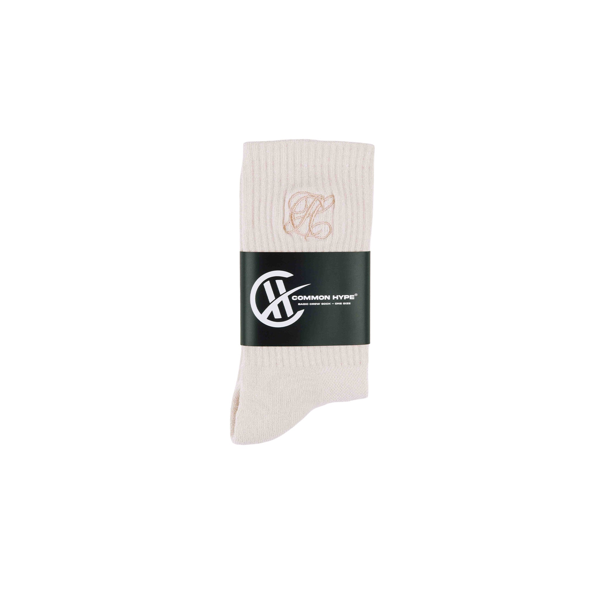 Common Hype Tonal Embroidered Sock Cream