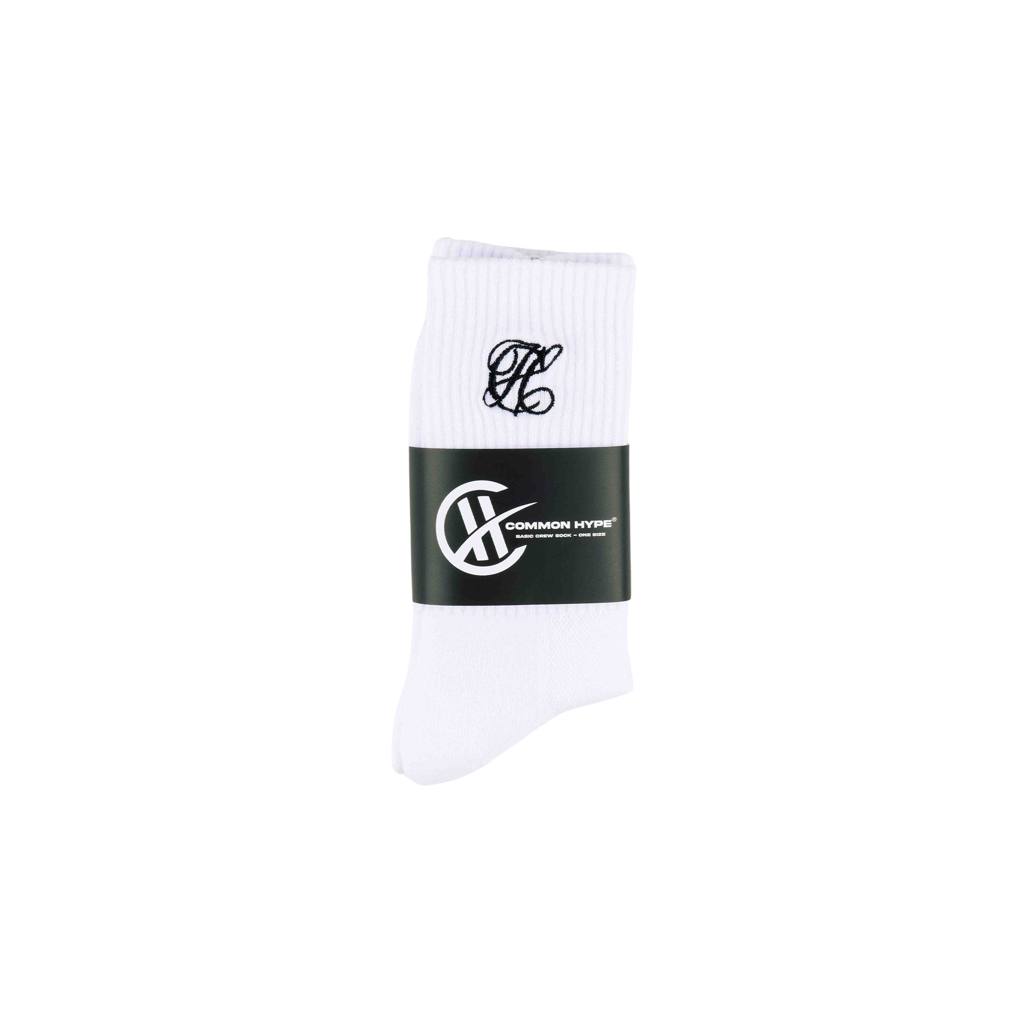 Common Hype Tonal Embroidered Sock White