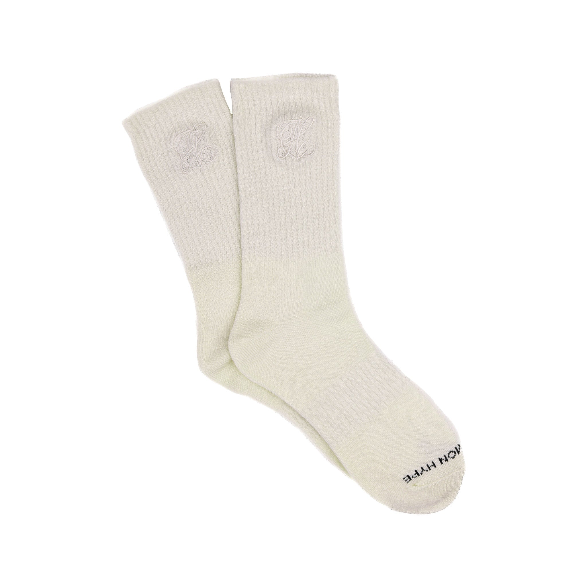 Common Hype Tonal Embroidered Sock Cream (3-Pack) - Common Hype