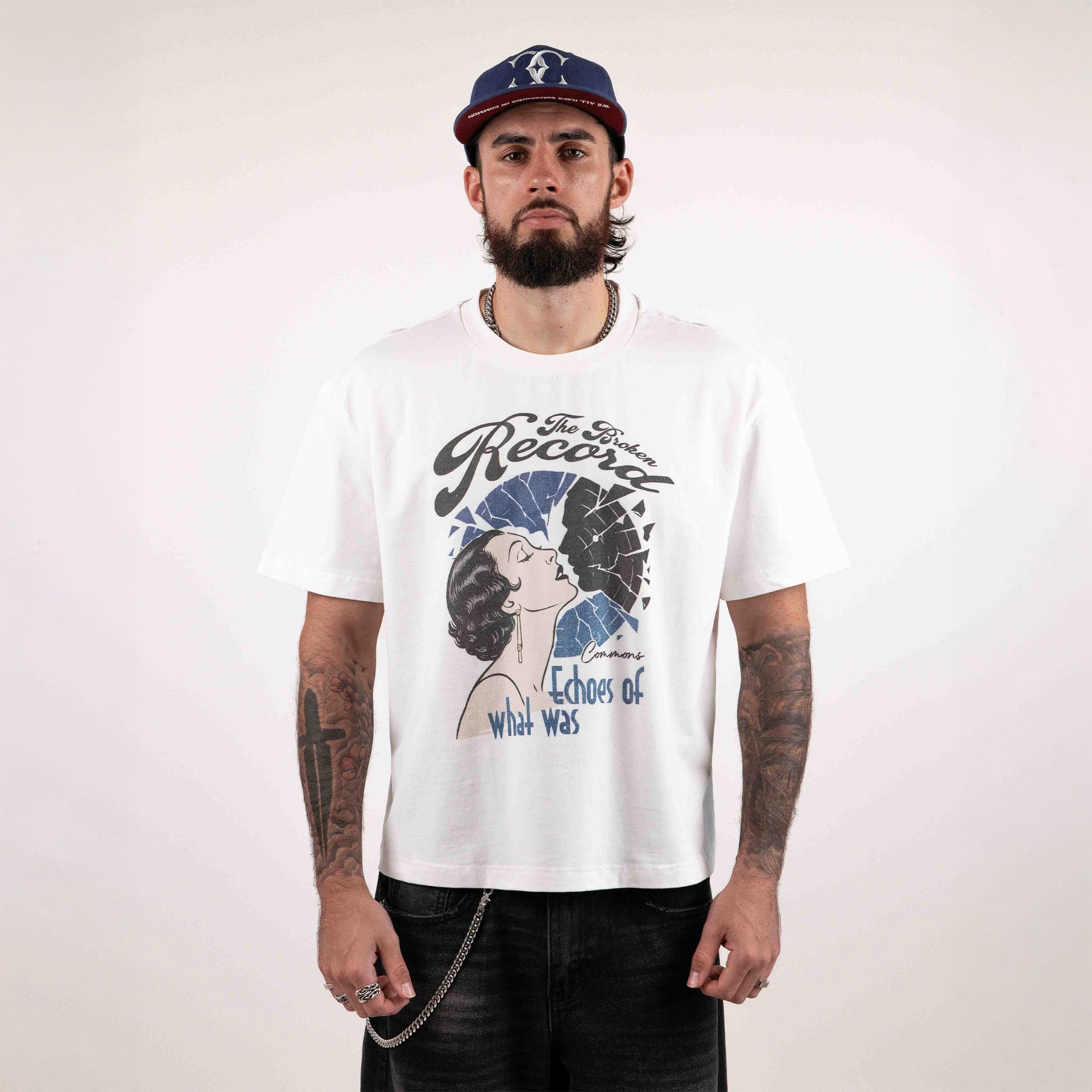 Commons Broken Record Tee White - Common Hype
