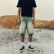 Commons Studios ‘Star’ Washed Denim Short Old Gold - Common Hype