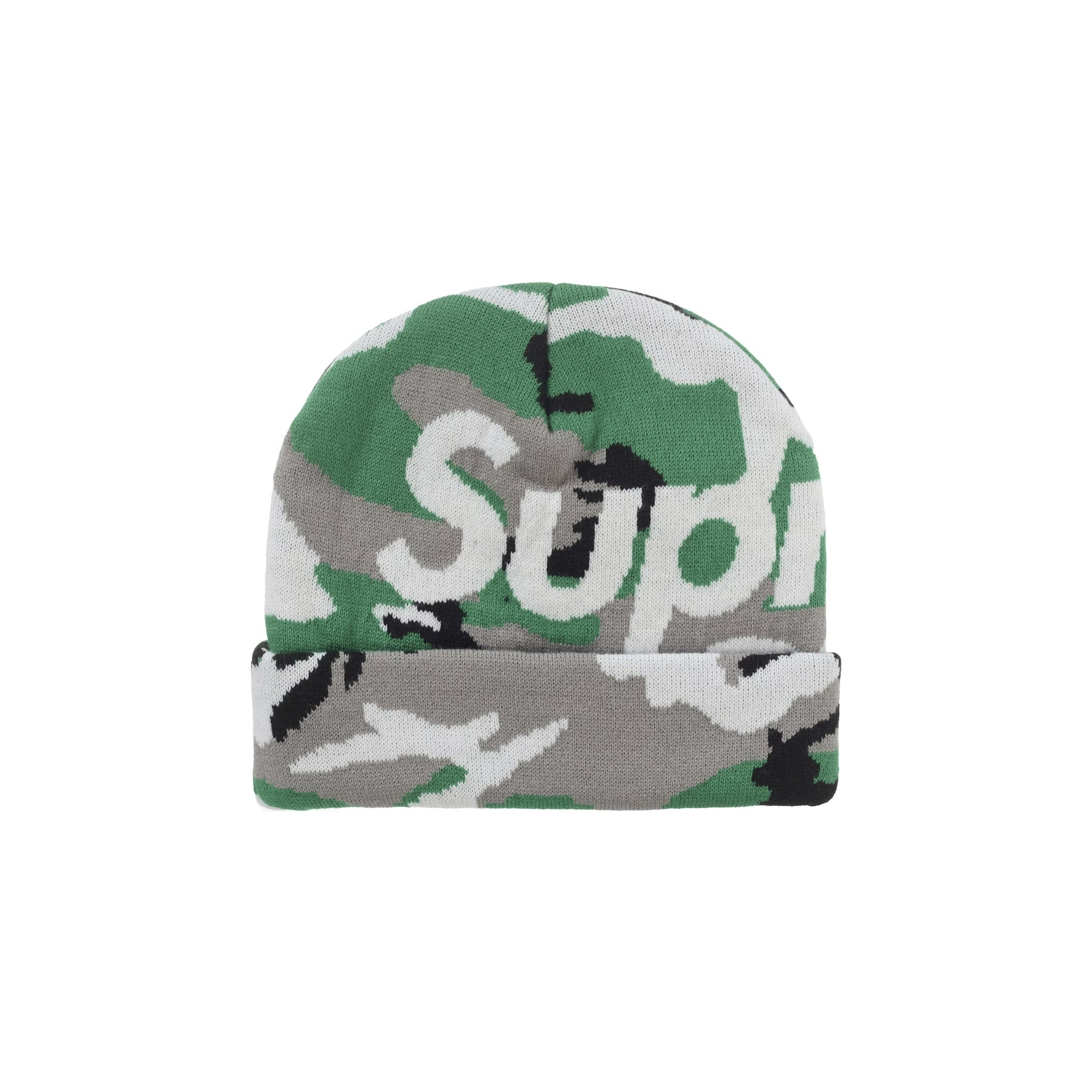 Supreme Camo Big Logo Beanie Green Camo - Common Hype