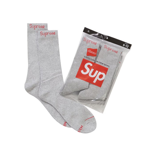 Supreme Hanes Crew Socks (4 Pack) Grey – Common Hype