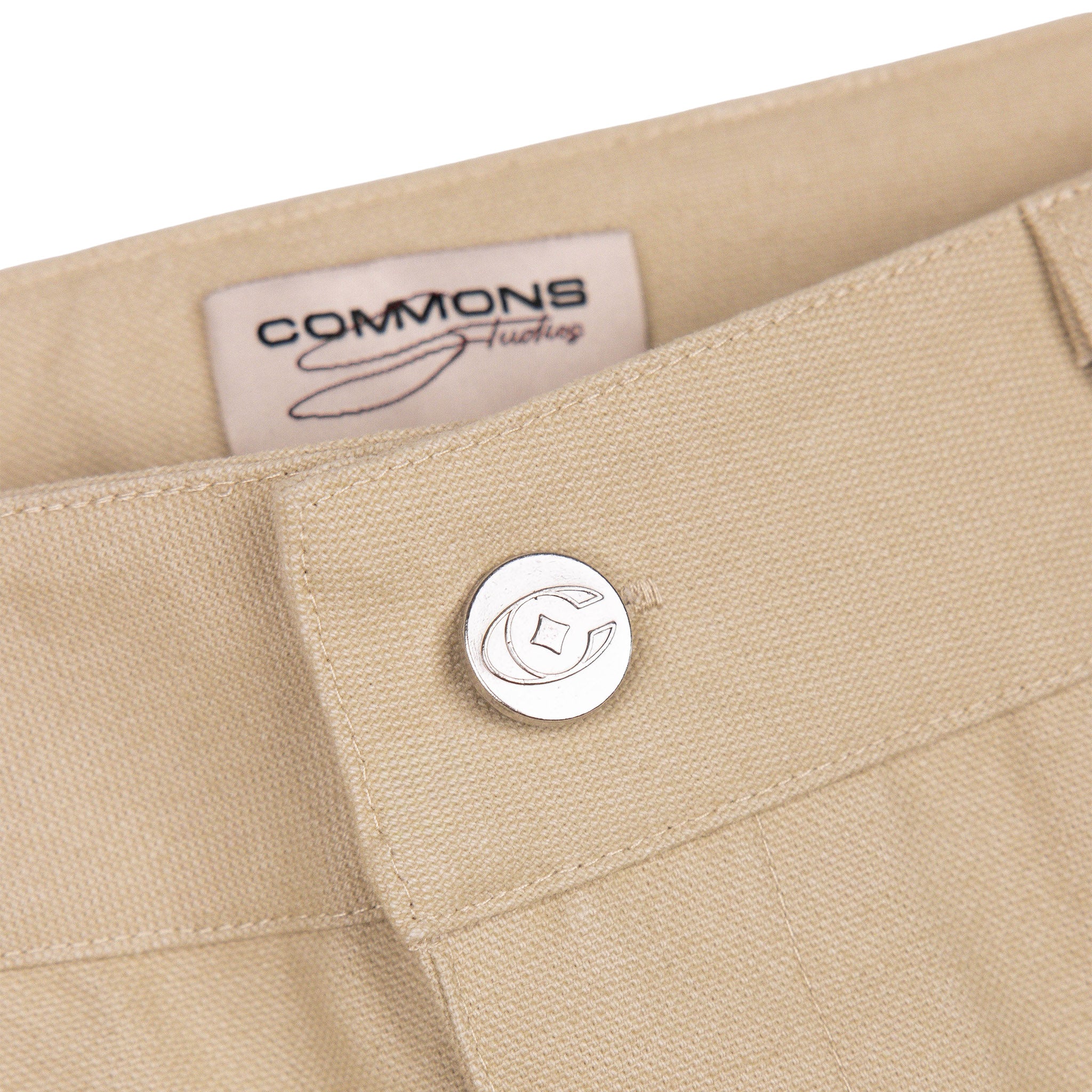 Commons Double Knee Canvas Short Cream - Common Hype