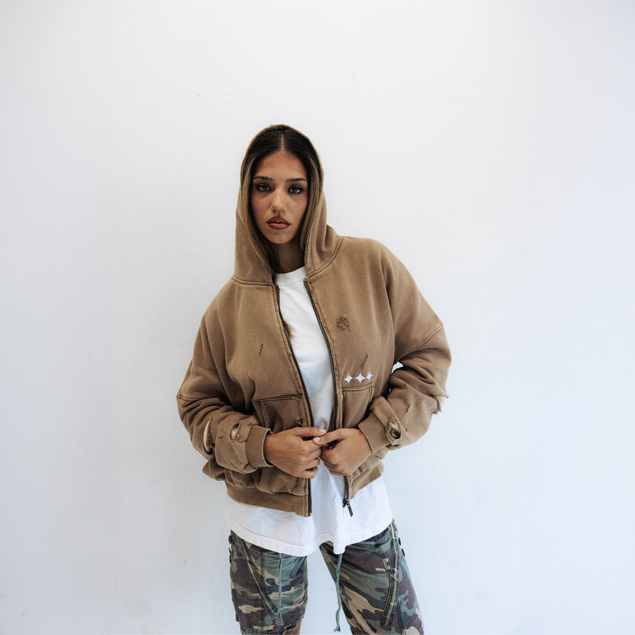 Commons Reversible Thermal Zip Up Faded Brown