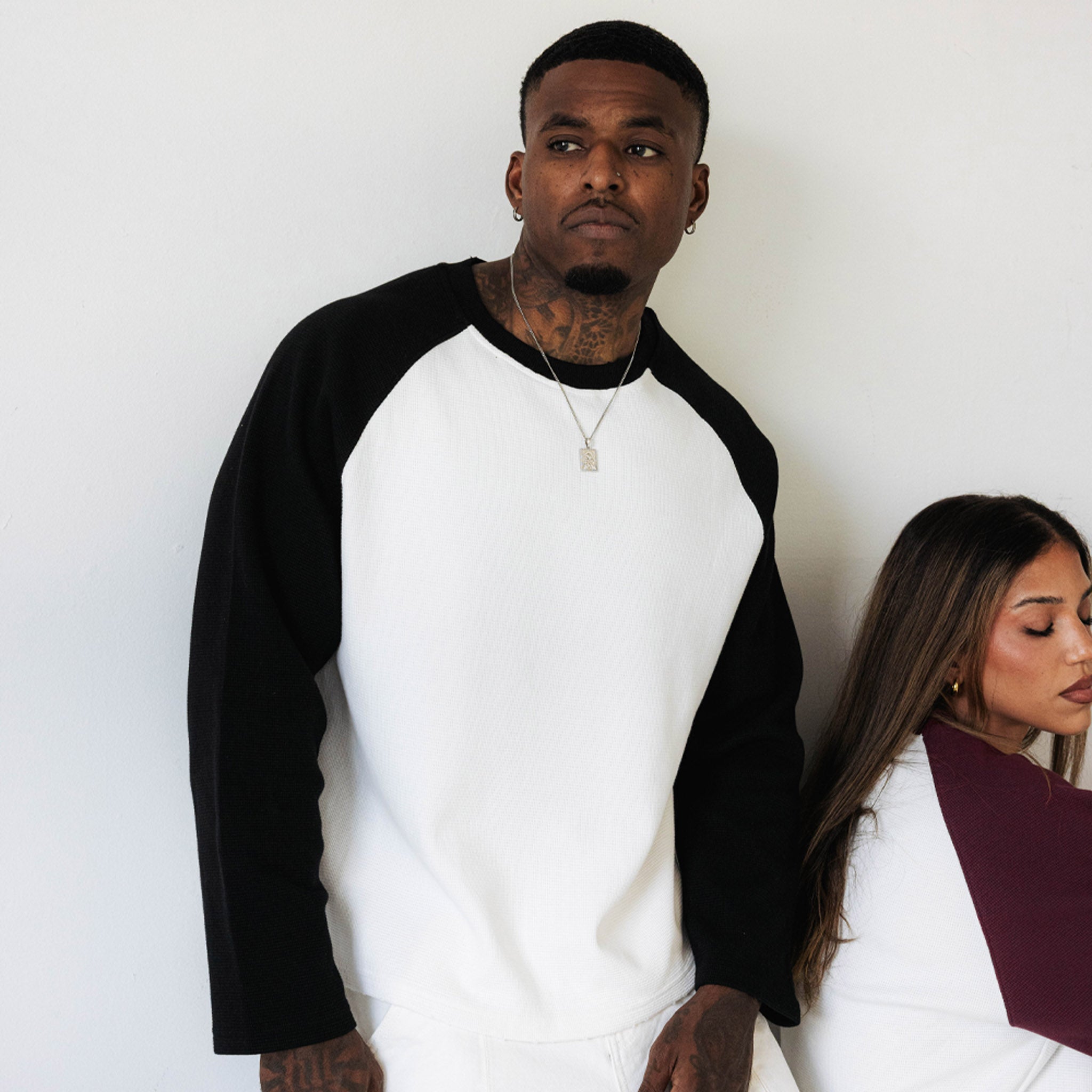 Commons Studios Waffle Thermal Long Sleeve Black/White
