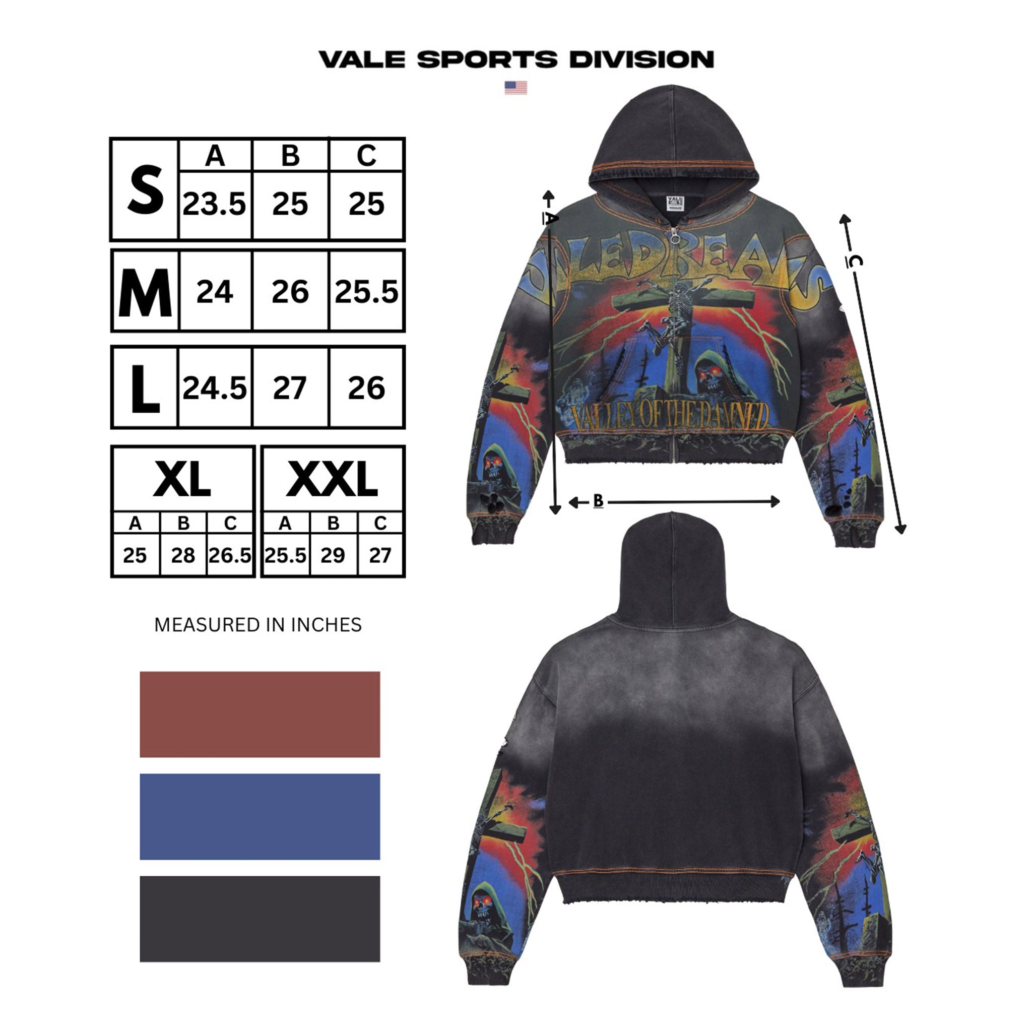 Vale Forever Damned Big Zip Up Hoodie Black