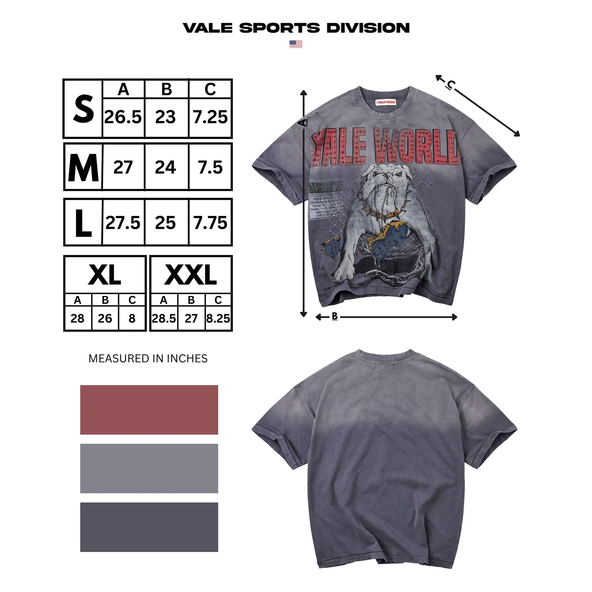 Vale Forever Dog Yard Bling Tee Grey