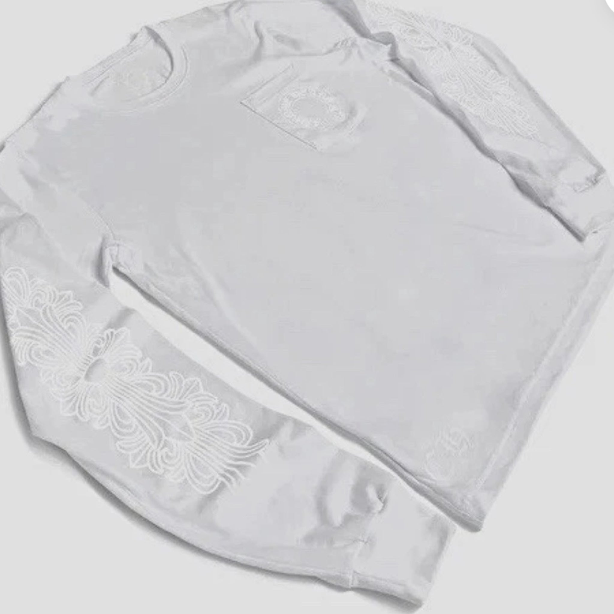 Chrome Hearts White Long Sleeve Horseshoe Pocket Tee