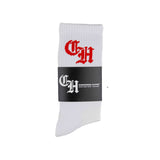 Common Hype 'Red Old English' White Socks (1 Pack)
