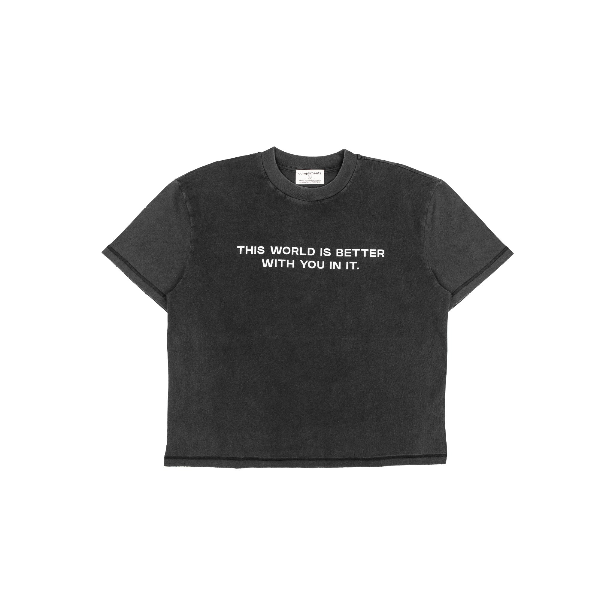 Compliments The World Better With You in It Black Vintage Shirt - Common Hype