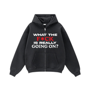 Compliments What The F*** Black Wash Zip-Up Hoodie