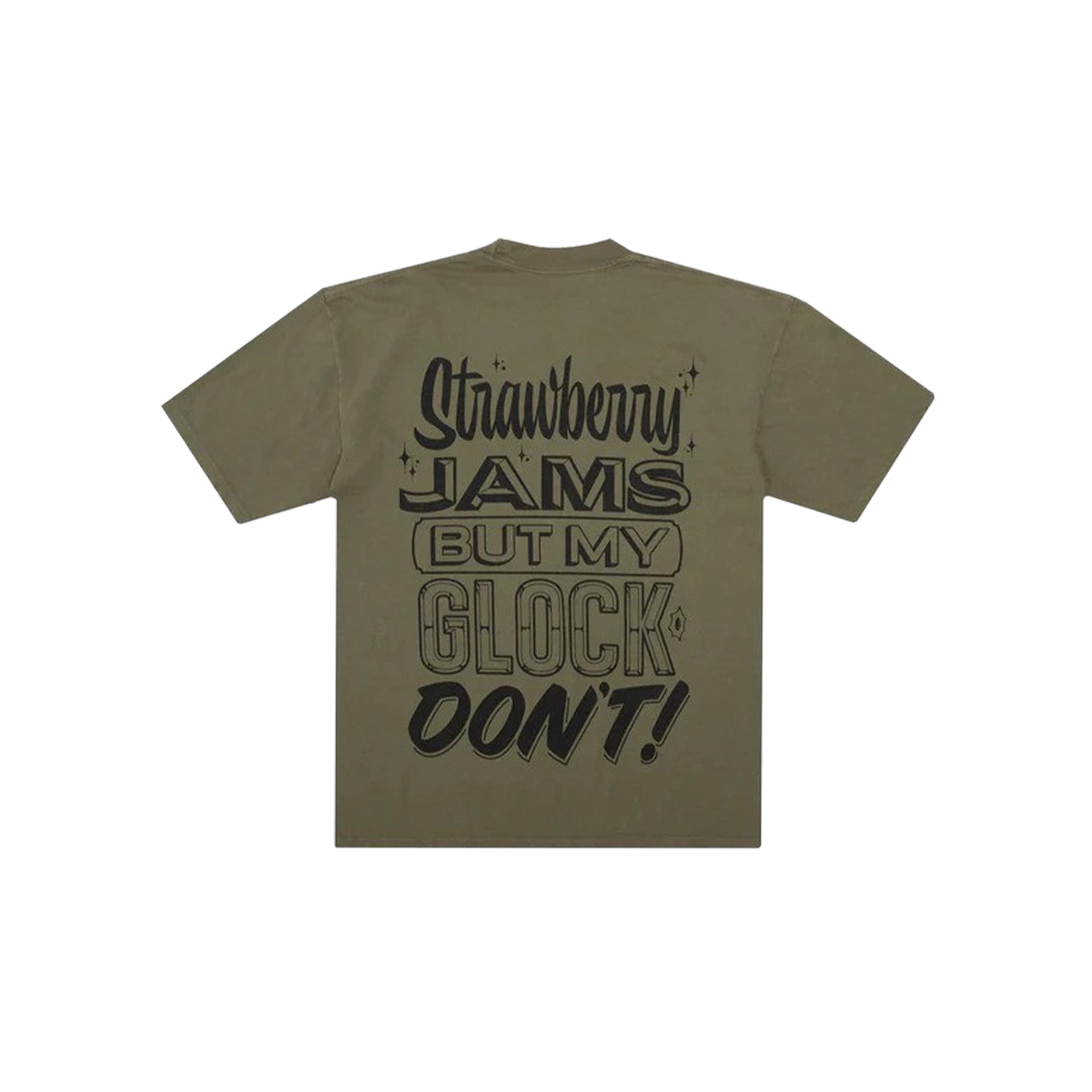 Strawberry Jams But My Glock Don't Army Green Rcade T-Shirt